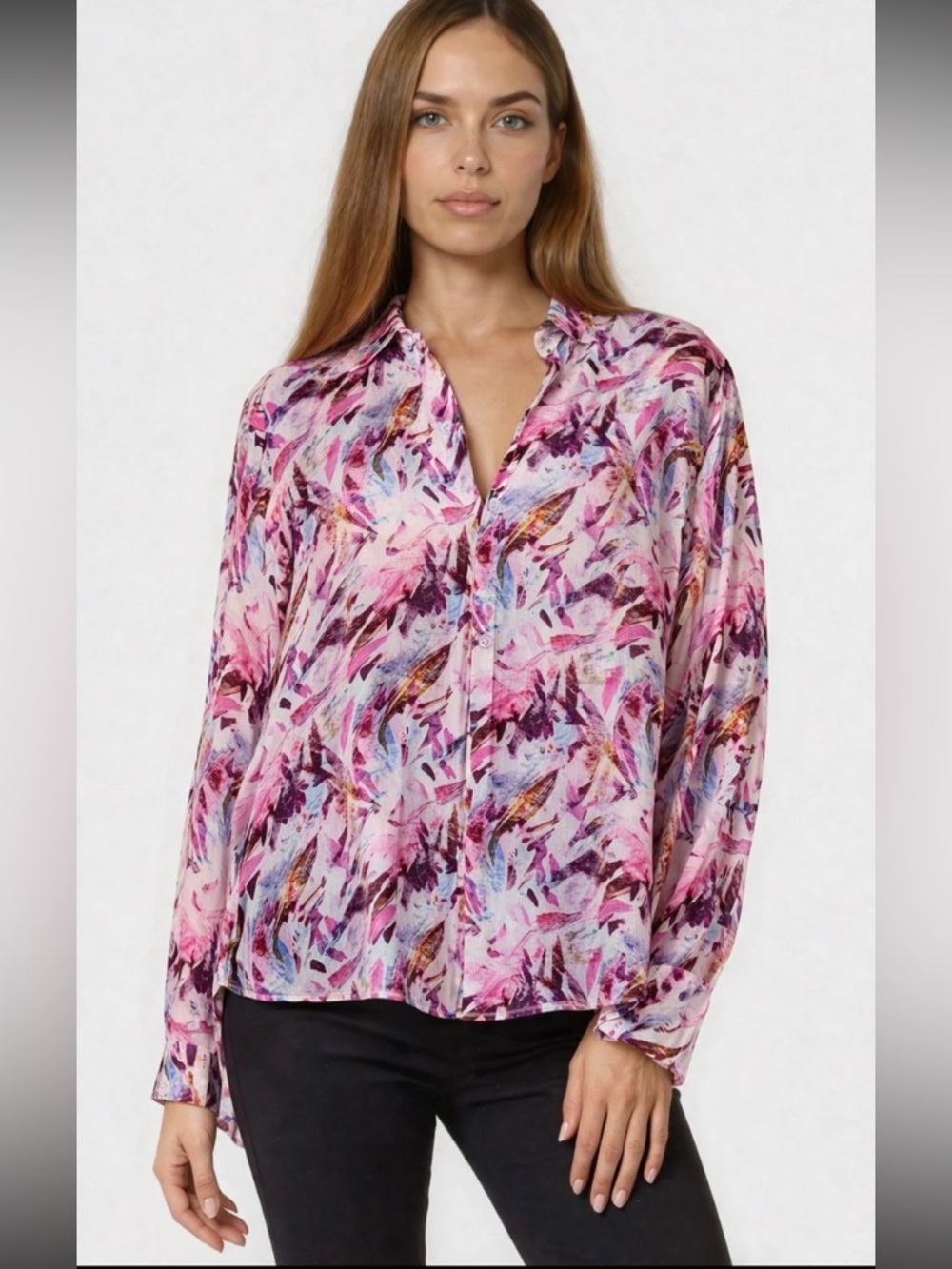 Nordstrom Apny Abstract Design Button-Down Blouse